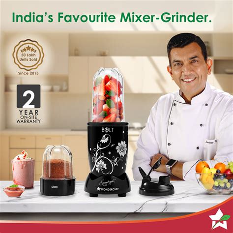 Wonderchef Nutri-Blend Bolt 2-Jar Black | Compact Powerful Blender ...