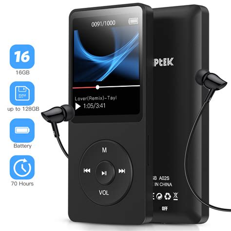 agptek a02s 16gb mp3 player,lossless sound music player with micro sd ...