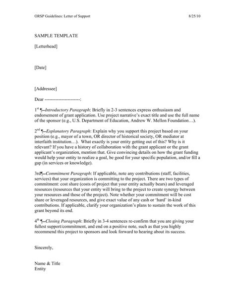 Free Printable Letter Of Support Templates [Grant, School, Immigration ...