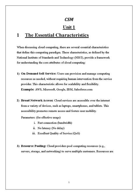 CSM Unit 1: Essential Characteristics of Cloud Computing Explained ...