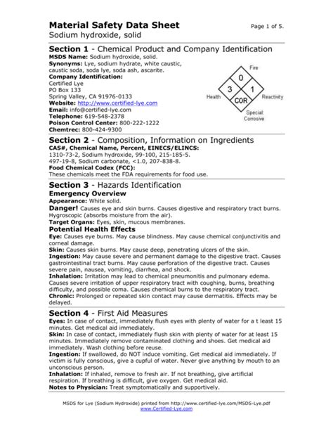 Sodium Hydroxide MSDS: Safety & Handling Guide