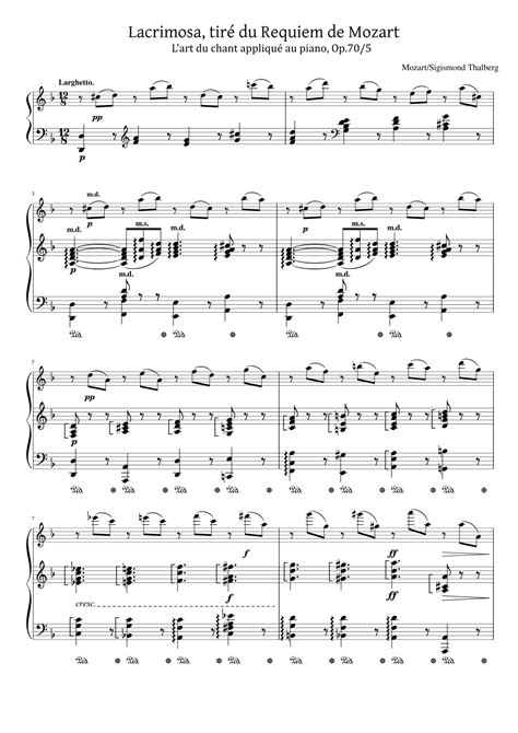 Lacrimosa - from the requiem by mozart - (arr. by Thalberg) - Original ...