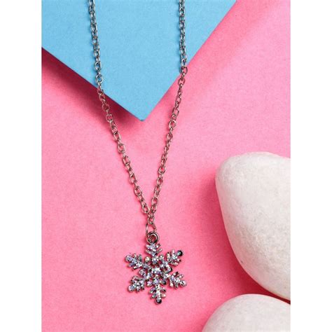 Buy NVR Womens Silver-Plated Chain with Snowflake Pendant Online