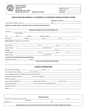 Fillable Online preston-ct Application for approval to construct a ...