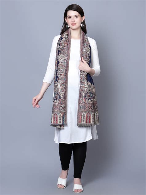 Women Fine Wool Royal Mughal Darbar Border Stole / Shawl – mizash