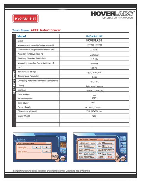 Touch Screen Abbe Refractometer (Model No. HVO-AR-1317T) – HOVERLABS