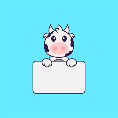 Cute Cow Holding Whiteboard