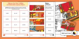 Bubble Day Addition and Subtraction Mystery Picture Worksheet