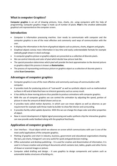 Unit 1 - unit 1 - What is computer Graphics? Computer graphics is an ...