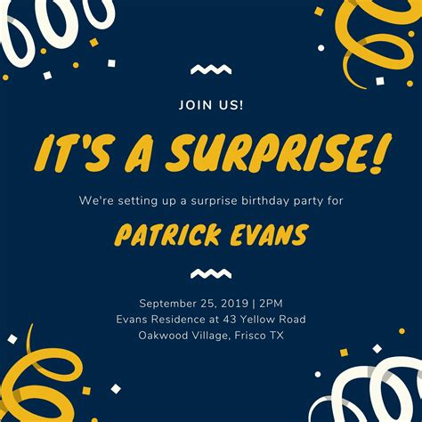 Free custom printable surprise party invitation templates | Canva
