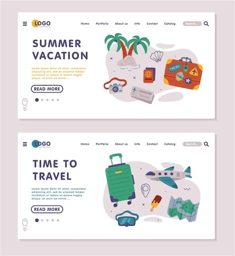 Time to travel landing page onboard screen for website beach holidays ...
