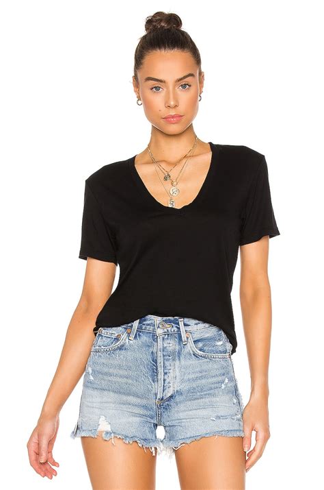 COTTON CITIZEN Classic V Neck Tee in Jet Black | REVOLVE