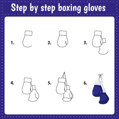 Step by step drawing illustration boxing gloves | Premium Vector