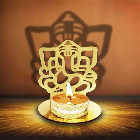Buy Craftsman Lord Ganesha Shape Diwali Shadow Diya/Candle Holder Stand ...