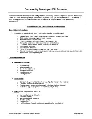 2010-2026 Form AU Community Developed VPI Screener - Blank Fillable ...