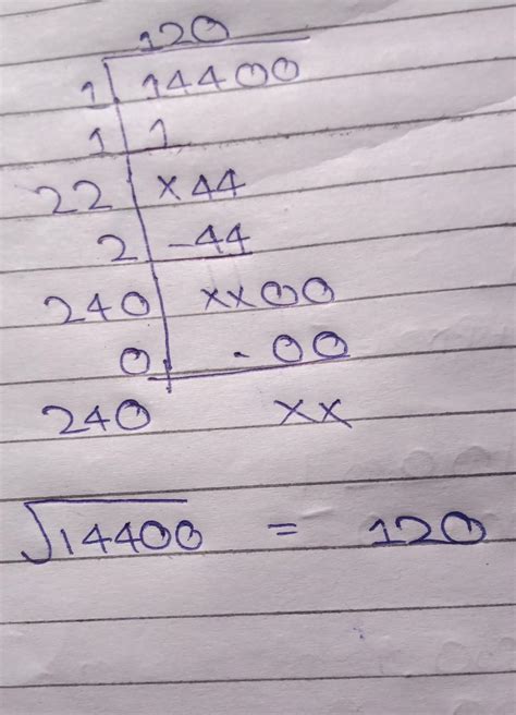what is the square root of 14400 by division by division method step by ...