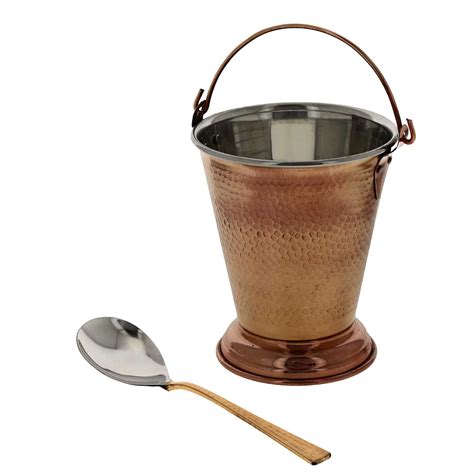 Buy Indian Copper Tableware Balti Bucket and Serving Spoon Set Online ...