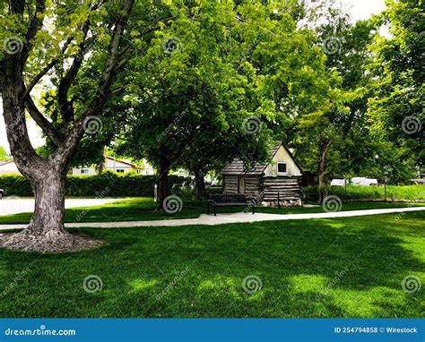 Wooden Cabin in West Bountiful City Park in Utah Stock Photo - Image of ...
