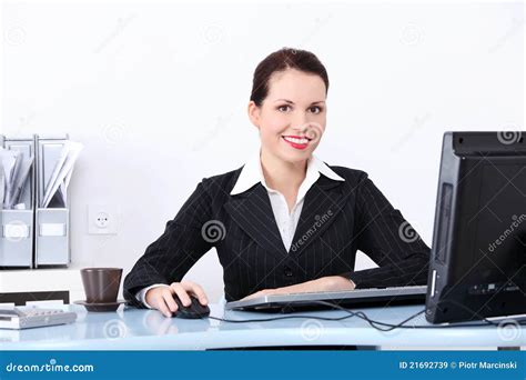 Businesswoman Sitting in Office Stock 的图像结果