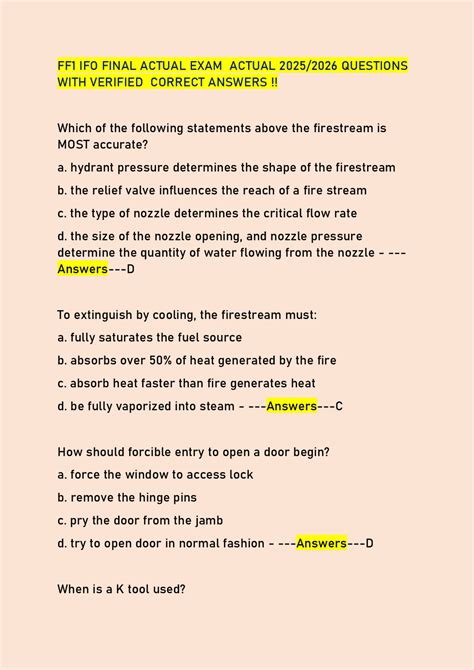 FF1 IFO FINAL ACTUAL EXAM ACTUAL 2025/2026 QUESTIONS WITH VERIFIED ...