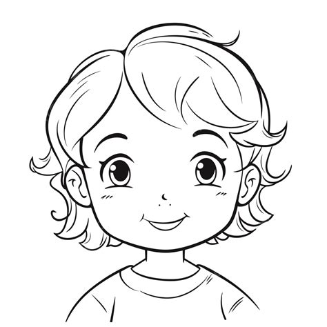 Kid Face Coloring Pages Print Printable Outline Sketch Drawing Vector ...