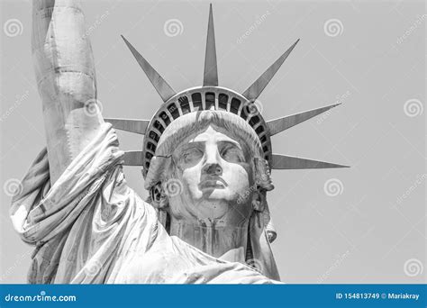 Statue of Liberty Face in Black and White Stock Image - Image of torch ...