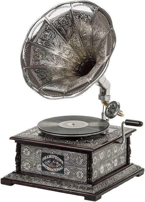 HMV Vintage Silver Square Gramophone Player | Phonograph Turntable ...