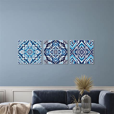 Blue and White Tile Collection Call Wall Painting Set of 3 – Nestroots