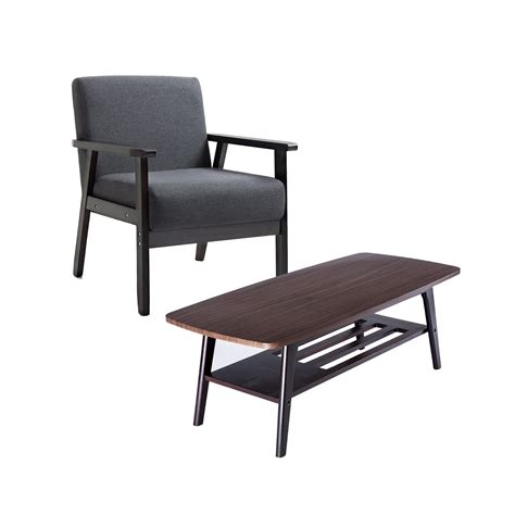 Benjara Gala Modern Coffee Table and Chair Set, Bottom Shelf, Padded ...
