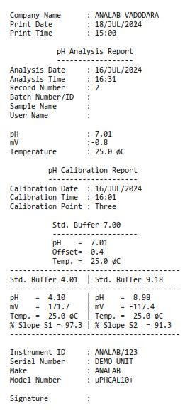 pH/mV/°C/ORP Analyzer (Three/Five Point Calibration) Model : µpHCal10+