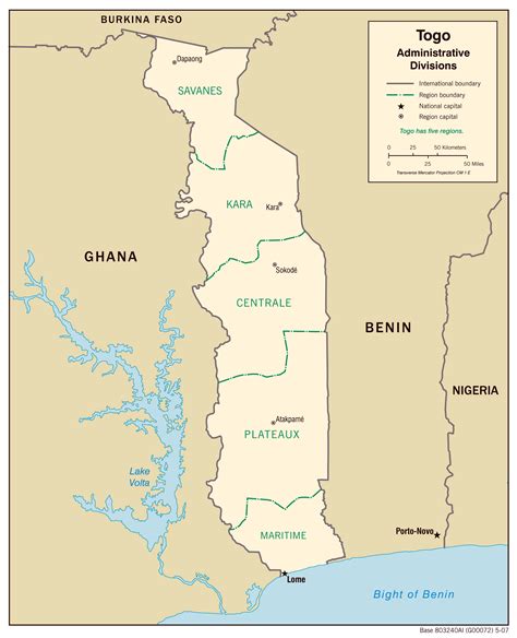 Togo administrative map with regions capitals. Administrative map of Togo with regions capitals ...