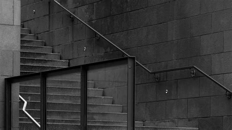 Wallpaper staircase, railings, shadows, black and white hd, picture, image