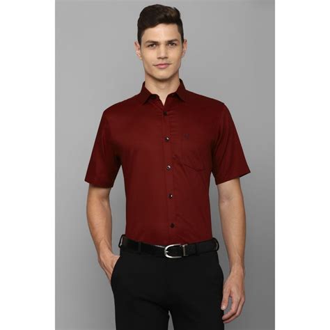Buy Allen Solly Men Maroon Solid Half Sleeves Formal Shirt Online