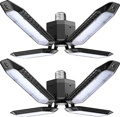 Buy WHILIGHTGOD LED Garage Light,2 Pack 80w 12000LM Deformable Shop ...