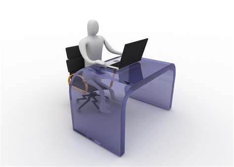 3d man working on laptop | Premium Photo