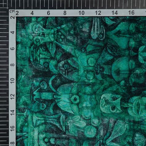 Teal Figure Digital Print Crepe Silk Fabric – Fabcurate