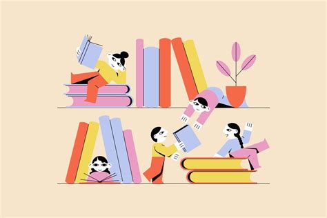 Book exchange, bookcrossing by young students illustration. Literary ...