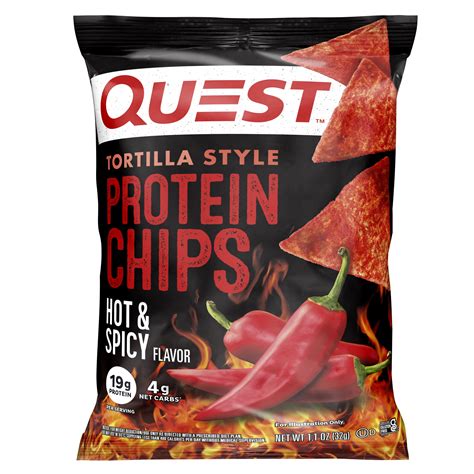 Quest Low Carb Tortilla Style Protein Chips, Hot & Spicy Flavor, 1.1 Oz ...