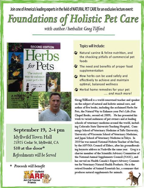 Foundations of Holistic Pet Care, Idyllwild Town Hall, 19 September ...