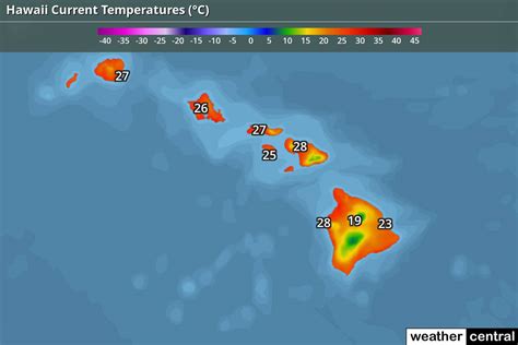 Hawaii Current Temperatures Map (Celsius)