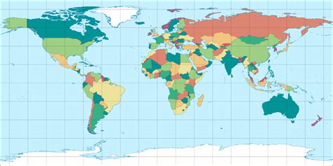 Equirectangular Projection Countries Map 的图像结果