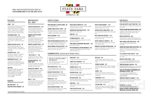 State Fare menus in Catonsville, Maryland, United States