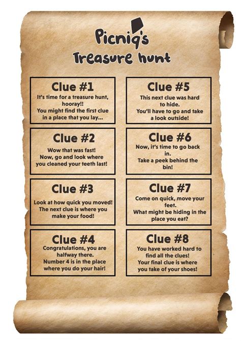 Birthday Treasure Hunt Clues Printable at Dane Figueroa blog