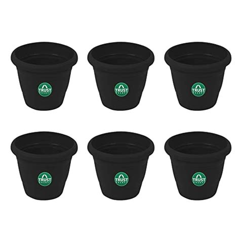 TrustBasket UV Treated Plastic Round Pot (10 Inches) -Black Color -Set ...