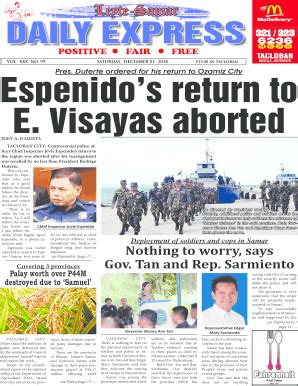 Fillable Online Leyte Samar Daily Express Fax Email Print - pdfFiller