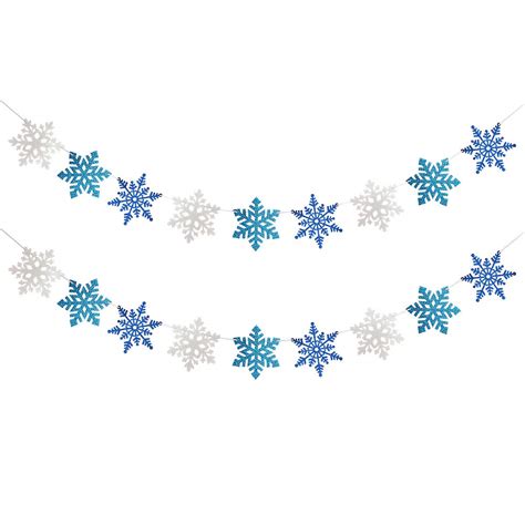 Festiko® White & Blue & Light Blue Glittery Snowflake Banner-Christmas ...