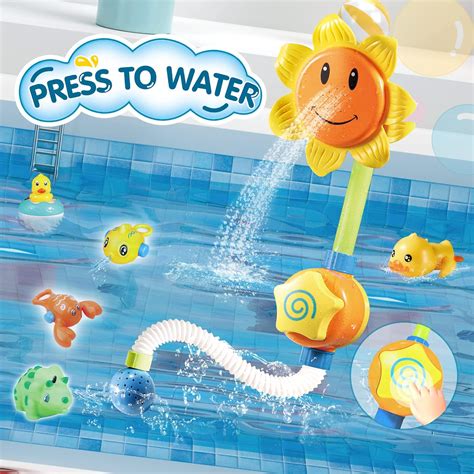 Buy Bath Toys for Toddlers, Kids Bathtub Toy Set with Shower Head Slide ...