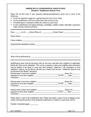 Fillable Online arbor-hills Alteration Modification Request Form Rev9 ...