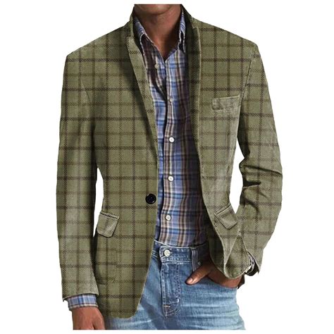 Sopiago Men's Classic Plaid Sport Coats Casual One Button Single ...