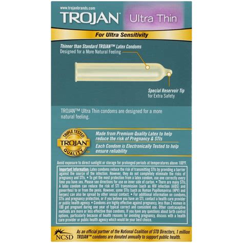 Trojan Ultra Thin for Ultra Sensitivity Premium Lubricated Latex Condo ...